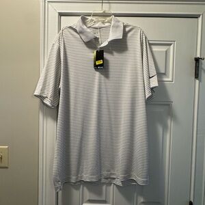 Nike Men's Polo Shirt - White and Black Stripes